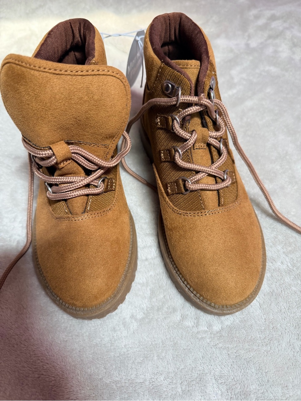Old Navy Kids Tan Suede Lace-Up Boots